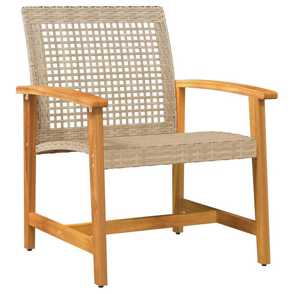 Beiges 3-teiliges Bistro-Set Tricia (Polyrattan und Akazienholz)