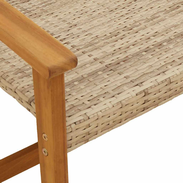 Beiges 3-teiliges Bistro-Set Tricia (Polyrattan und Akazienholz)