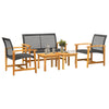 Gartensitzgruppe Tricia schwarz (5-teilig, Polyrattan und Akazienholz)