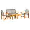 Gartengarnitur Tricia (5-teilig, Polyrattan und Akazienholz), grau