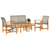 Gartengarnitur Tricia (5-teilig, Polyrattan und Akazienholz), grau
