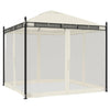 Creme Gartenpavillon mit Netzwänden Calvianu 2,93x2,93 m (Stahl)