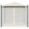 Creme Gartenpavillon mit Netzwänden Calvianu 2,93x2,93 m (Stahl)