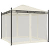 Creme Gartenpavillon mit Netzwänden Calvianu 2,93x2,93 m (Stahl)