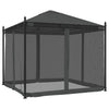 Anthrazit Pavillon mit Netzseitenwänden Calvianu 2,93x2,93 m (Stahl)