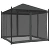 Anthrazit Pavillon mit Netzseitenwänden Calvianu 2,93x2,93 m (Stahl)