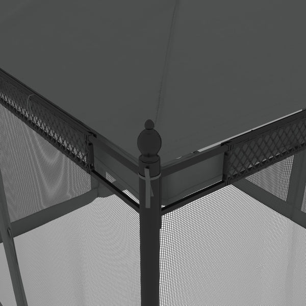 Anthrazit Pavillon mit Netzseitenwänden Calvianu 2,93x2,93 m (Stahl)