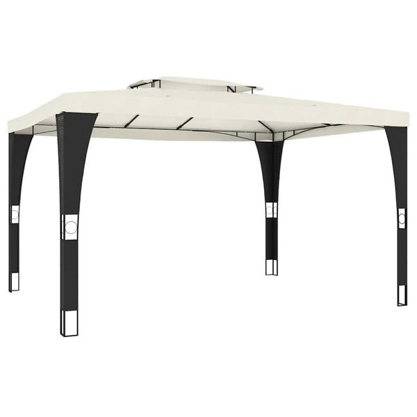Cremefarbener Pavillon mit Doppeldach Ianki 3,98x2,98 m (Stahl)