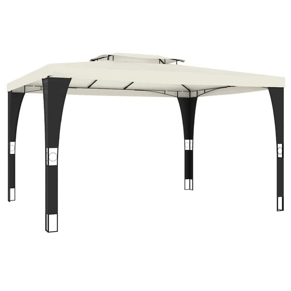 Cremefarbener Pavillon mit Doppeldach Ianki 3,98x2,98 m (Stahl)