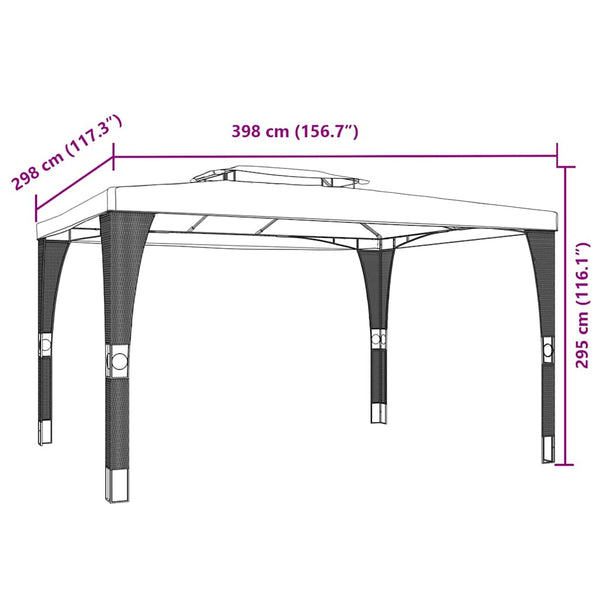 Cremefarbener Pavillon mit Doppeldach Ianki 3,98x2,98 m (Stahl)