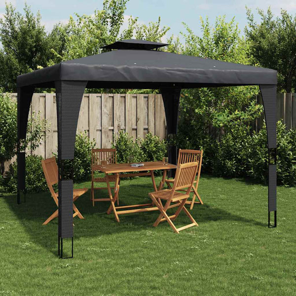 Pavillon anthrazitfarben mit Doppeldach Ianki 3,98x2,98 m (Stahl)