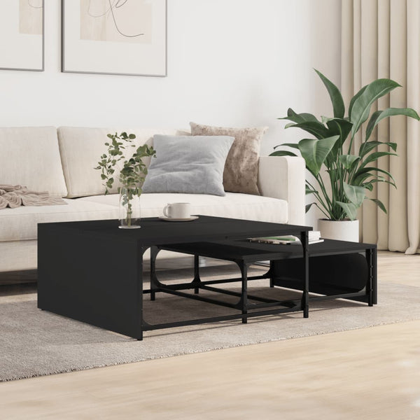 Schwarze Couchtische Gratica im Set (2 Stück, Holz und Metall)