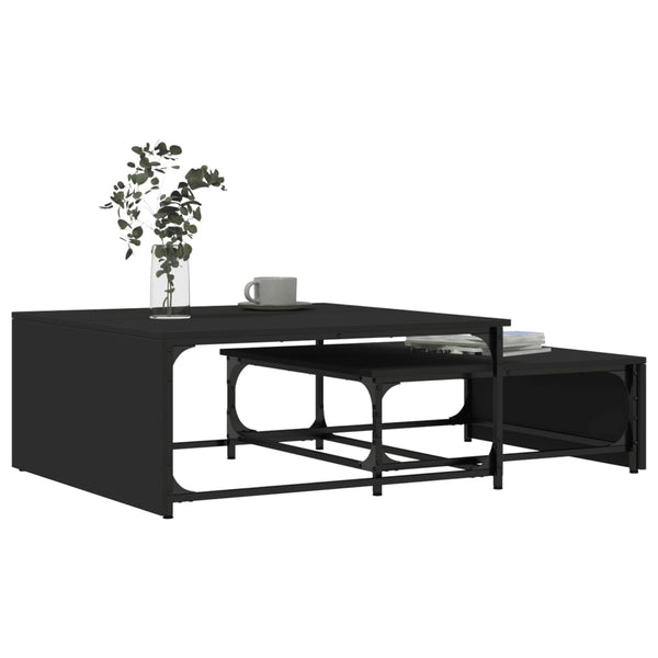 Schwarze Couchtische Gratica im Set (2 Stück, Holz und Metall)