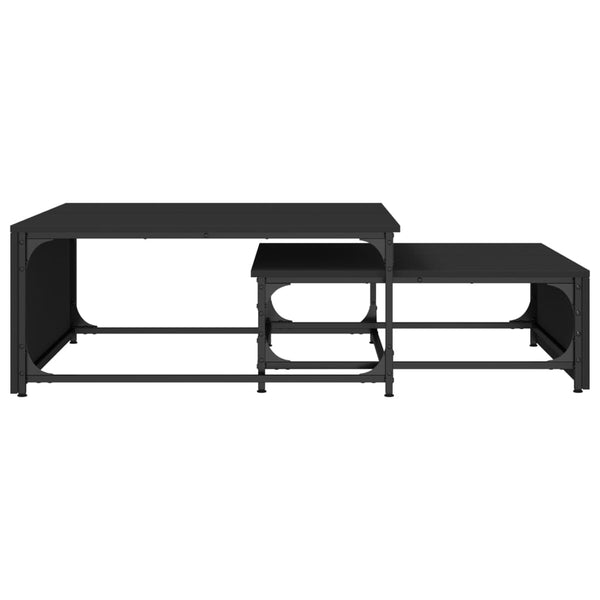 Schwarze Couchtische Gratica im Set (2 Stück, Holz und Metall)