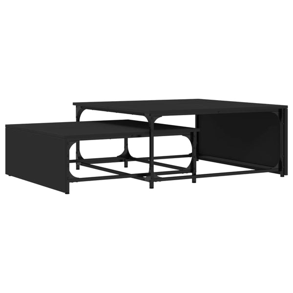 Schwarze Couchtische Gratica im Set (2 Stück, Holz und Metall)