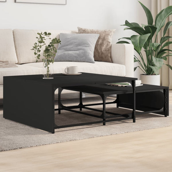 Schwarze Couchtische Gratica im Set (2 Stück, Holz und Metall)