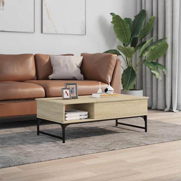Sonoma Eiche Couchtisch Titioara 100x50x35cm (Holz und Metall)