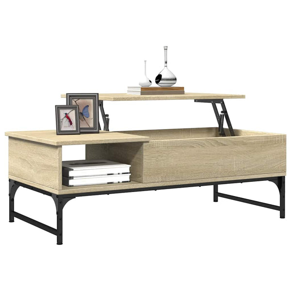 Sonoma Eiche Couchtisch Titioara 100x50x35cm (Holz und Metall)