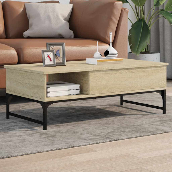 Sonoma Eiche Couchtisch Titioara 100x50x35cm (Holz und Metall)