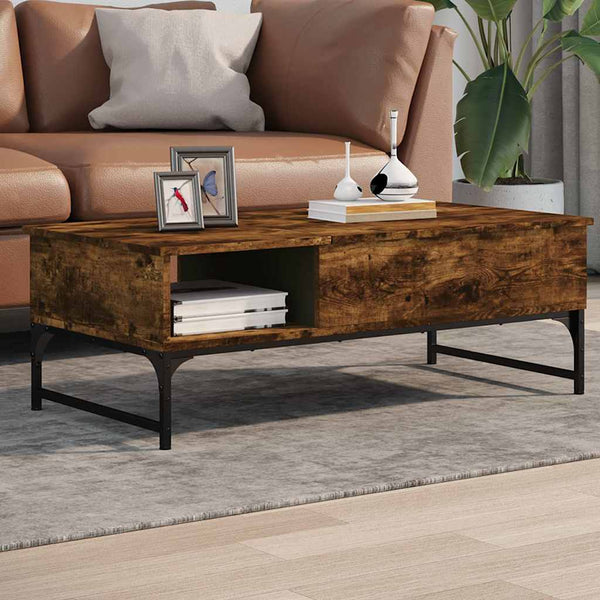 Couchtisch Titioara aus geräucherter Eiche 100x50x35cm (Holz und Metall)