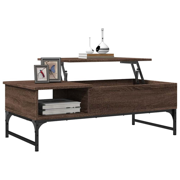 Brauner Couchtisch Titioara 100x50x35cm (Holz und Metall)