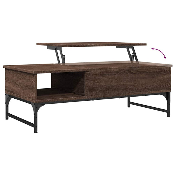 Brauner Couchtisch Titioara 100x50x35cm (Holz und Metall)