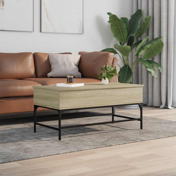 Sonoma Eiche Couchtisch Mal 100x50x45cm (Holz und Metall)