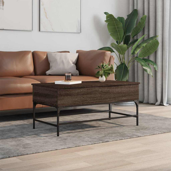 Brauner Couchtisch Mal 100x50x45cm (Holz und Metall)