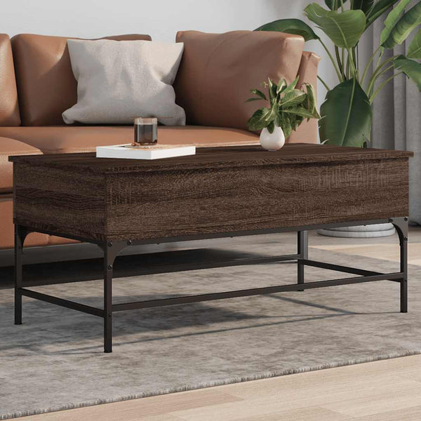 Brauner Couchtisch Mal 100x50x45cm (Holz und Metall)