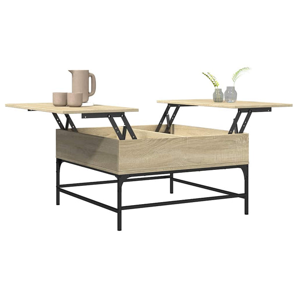 Sonoma Eiche Couchtisch Mal 80x80x45cm (Holz und Metall)