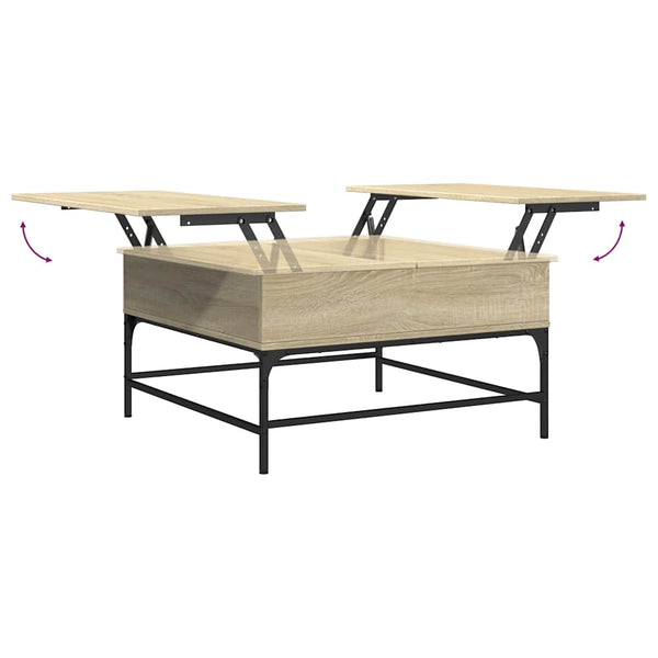 Sonoma Eiche Couchtisch Mal 80x80x45cm (Holz und Metall)