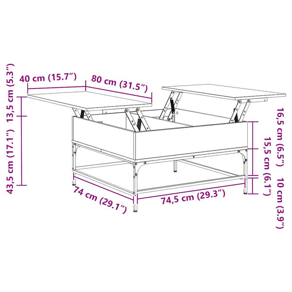 Sonoma Eiche Couchtisch Mal 80x80x45cm (Holz und Metall)