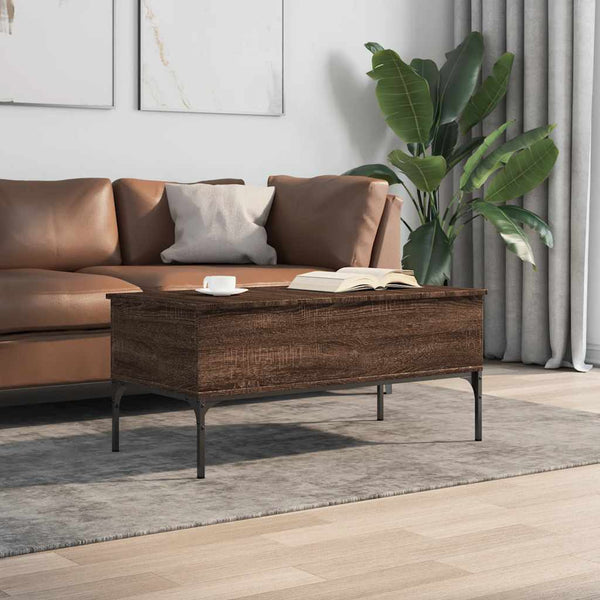 Brauner Couchtisch Gune 100x50x45cm (Holz und Metall)