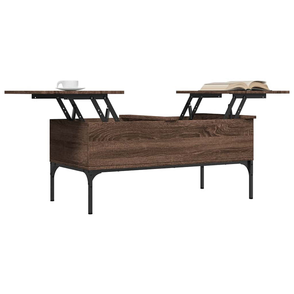Brauner Couchtisch Gune 100x50x45cm (Holz und Metall)