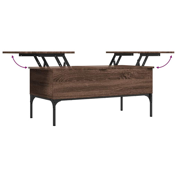Brauner Couchtisch Gune 100x50x45cm (Holz und Metall)