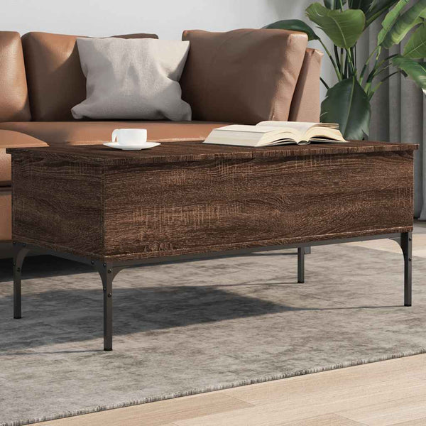 Brauner Couchtisch Gune 100x50x45cm (Holz und Metall)