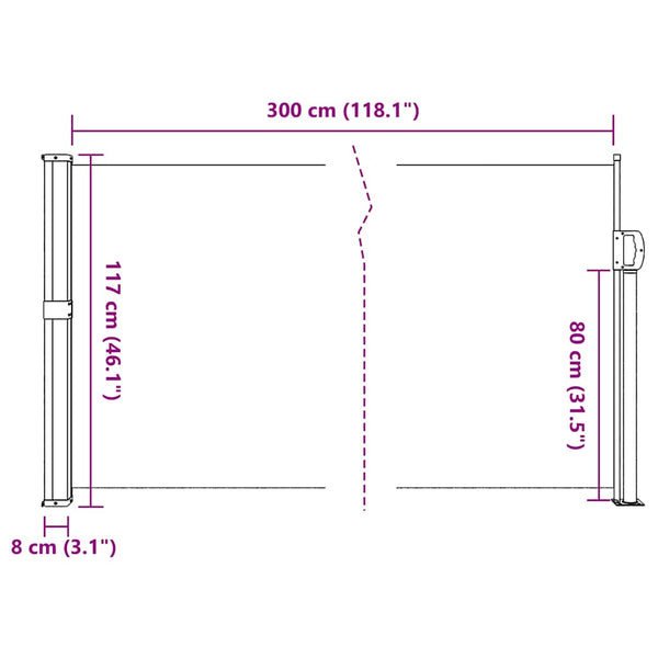 Schwarze ausziehbare Seitenmarkise Paraschita 120x300cm