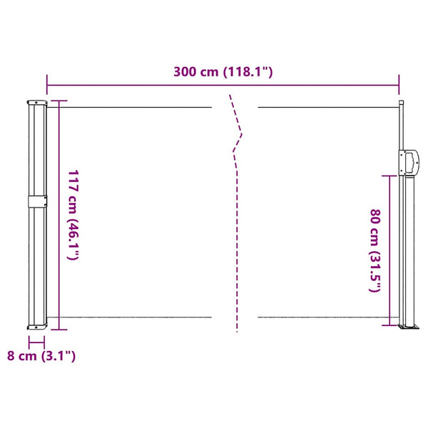 Braune ausziehbare Seitenmarkise Paraschita 120x300cm