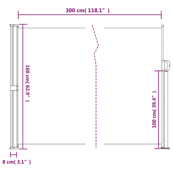 Beige einziehbare Seitenmarkise Paraschita 160x300cm