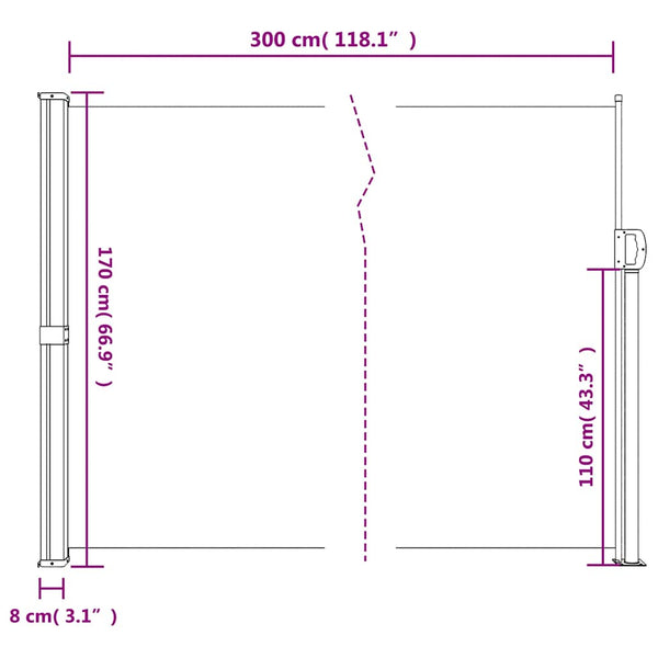 Beige ausziehbare Seitenmarkise Paraschita 170x300cm