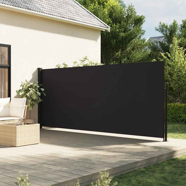 Schwarze, ausziehbare Seitenmarkise Paraschita 160x600cm