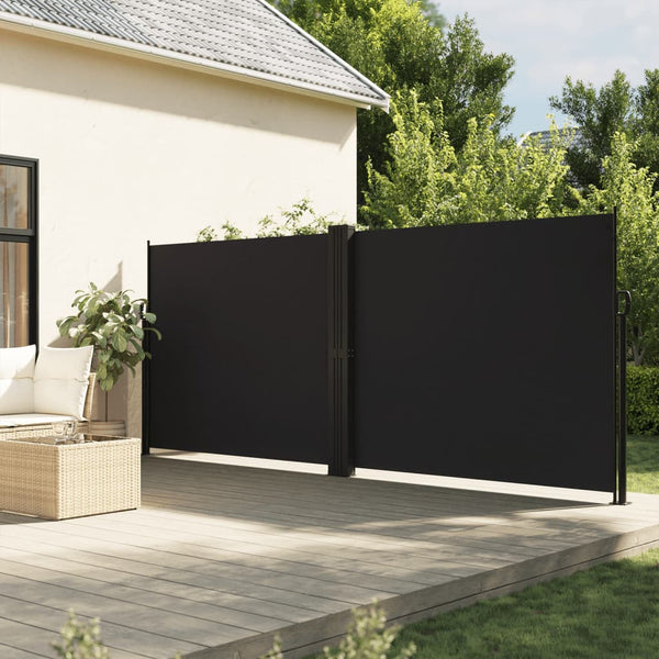 Schwarze, ausziehbare Seitenmarkise Ulmu 180x600cm