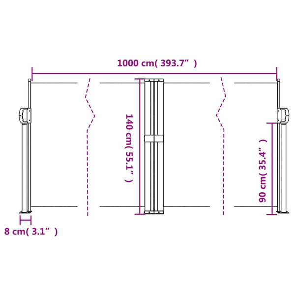 Beige sisäänvedettävä sivumarkiisi Ulmu 140x1000cm
