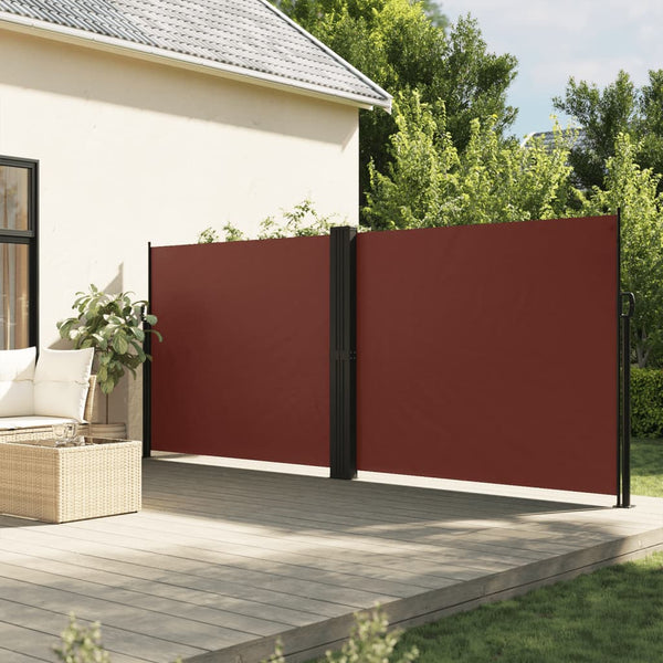 Braune, ausziehbare Seitenmarkise Ulmu 180x600cm
