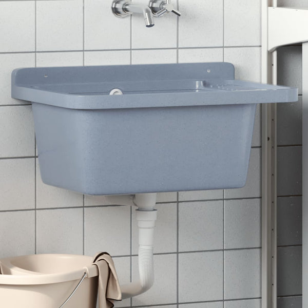 Graues Waschbecken zur Wandmontage Tudorei 60x40x28cm (Harz)