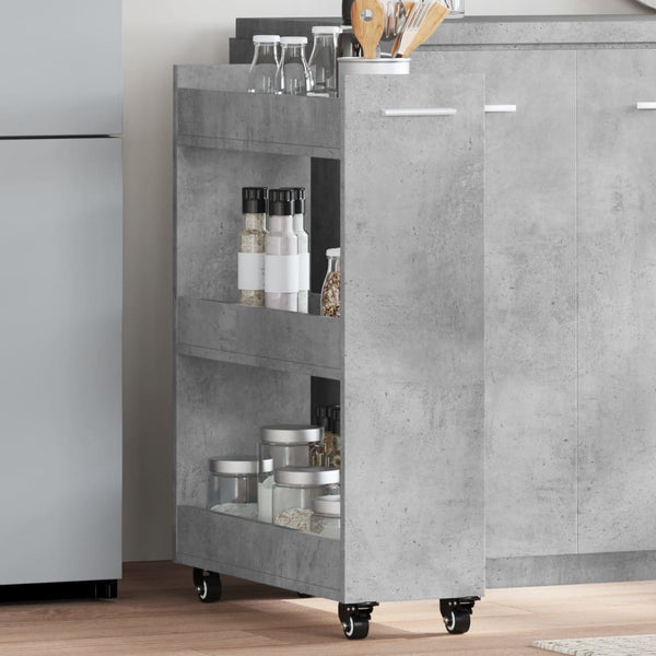 Betongrauer Schrank auf Rollen Rali 60x22x79cm (Holz)