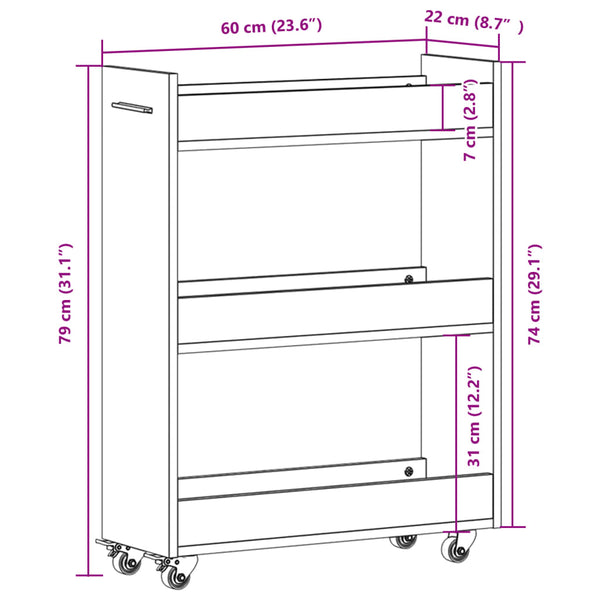 Rauch-Eichenschrank auf Rollen Rali 60x22x79cm (Holz)