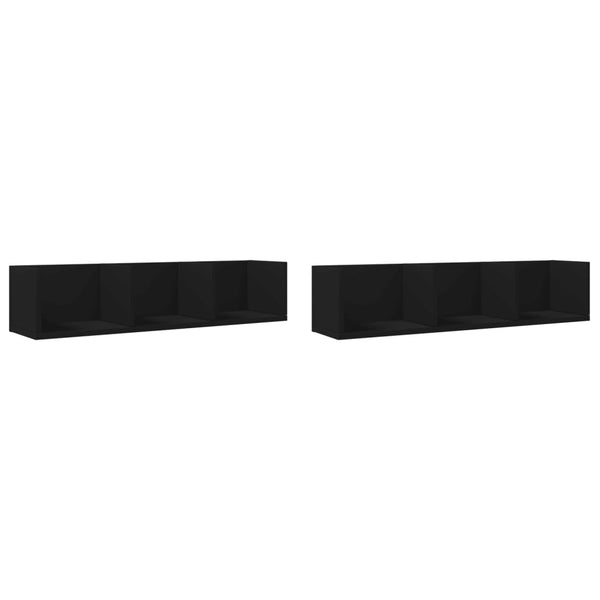 Schwarze Wandschränke Huidan 75x18x16,5cm (2 Stück Holz)