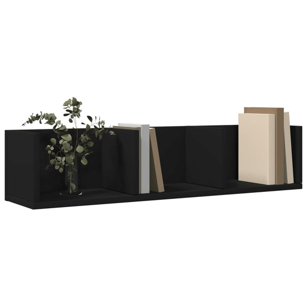 Schwarze Wandschränke Huidan 75x18x16,5cm (2 Stück Holz)