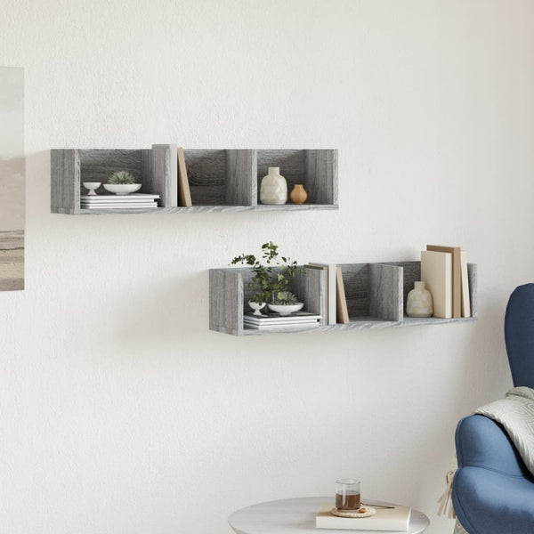Harmaa seinäkaapit Huidan 75x18x16,5cm (2 kpl, sonoma, puinen)